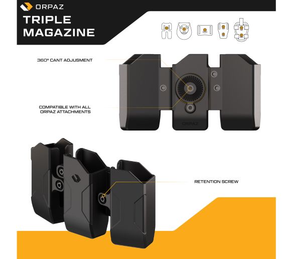 Orpaz Triple Magazine Pouches, Paddle