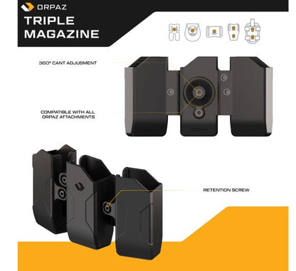 Orpaz Triple Magazine Pouches, Paddle