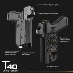 Orpaz T-series - T40 - Level II, OWB ,Light Bearing Holster, Medium, Paddle