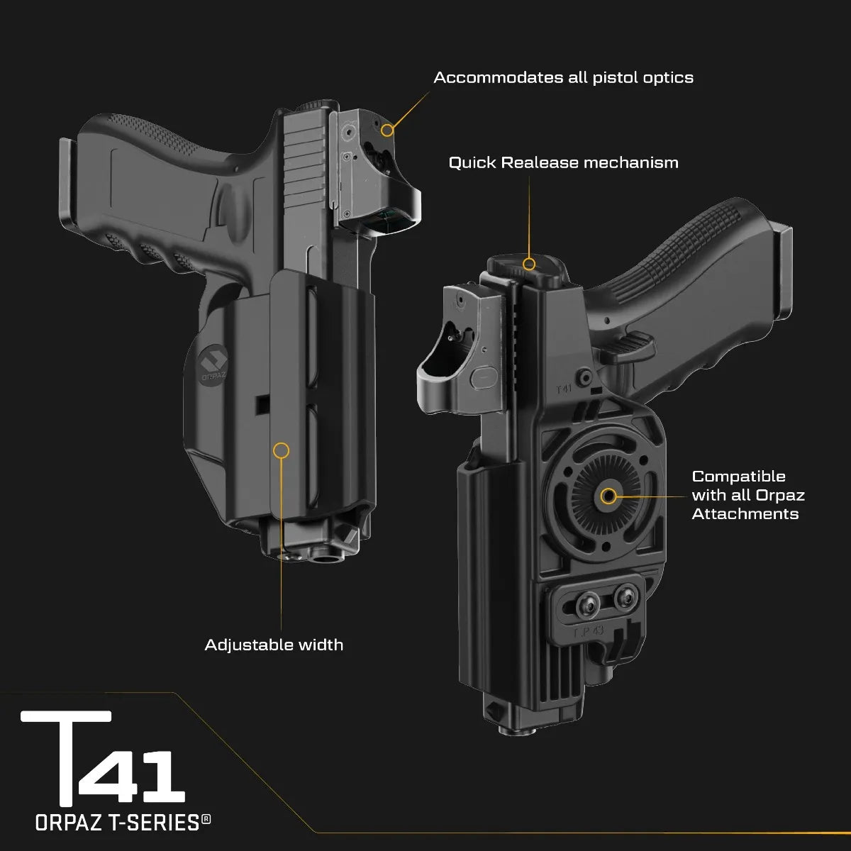 Orpaz T41 Series Sights and Optics Compatible OWB Paddle Holster